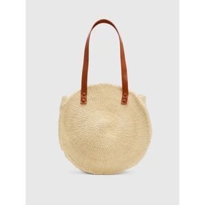 EILEEN FISHER Bamboula Woven Sisal Round Bag Natural Fiber Leather summer purse